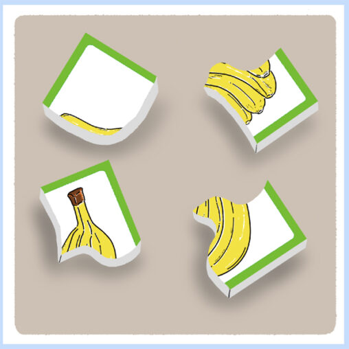 ４分割されたバナナのイラストのパズル