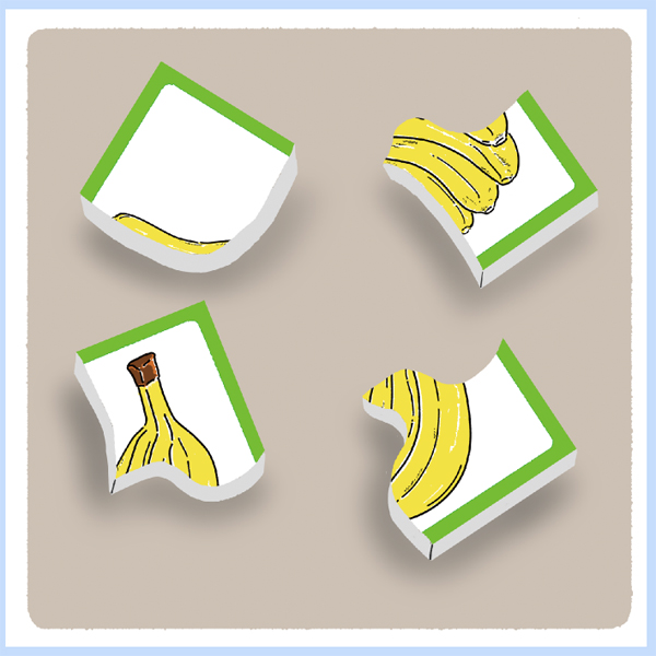 ４分割されたバナナのイラストのパズル