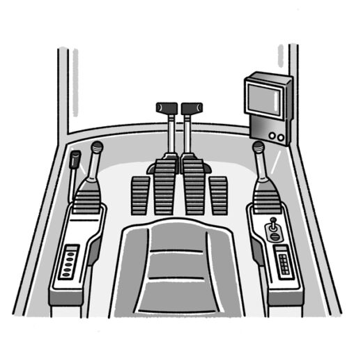 工事現場の車の操縦室