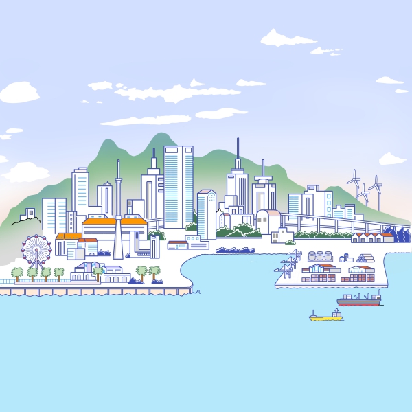 港のイラストマップ