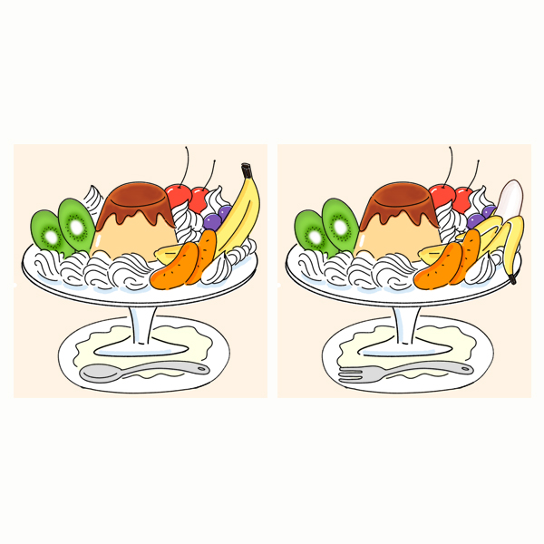 プリンアラモードのまちがいさがし